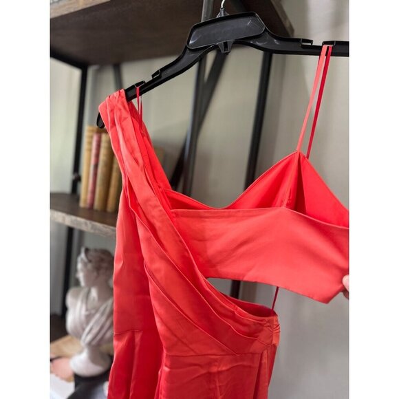 Amur Blynn Satin Cut Out Jumpsuit Spicy Coral Womens Size 2 - Picture 9 of 10